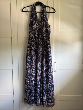 Gal Meets Glam Navy Maxi Dress with Pink Floral Print